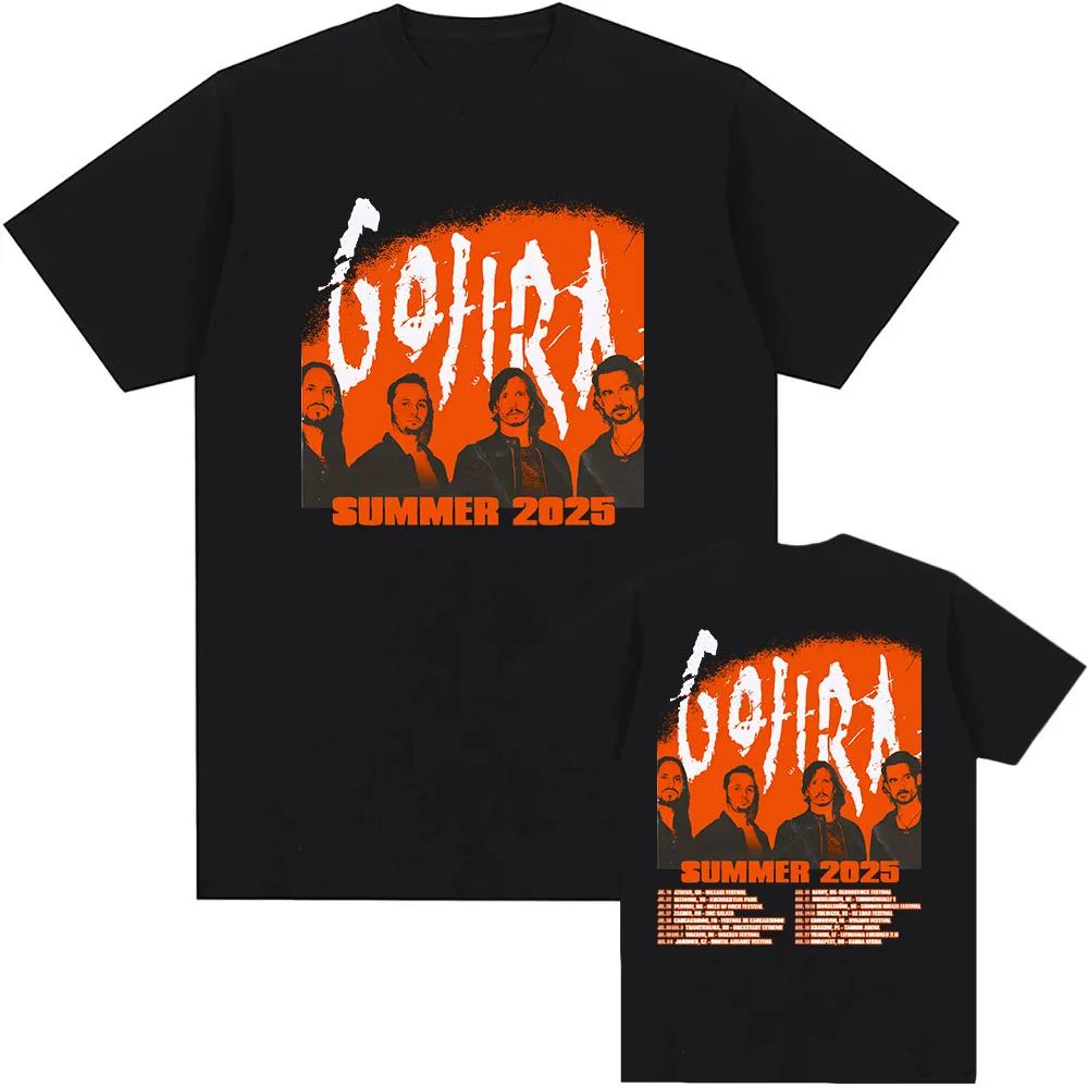 

Gojira Summer 2025 Tour Tshirts Cotton Short Sleeve Unisex T-shirt Camisetas Men/Women Clothes Heavy Mental Band Printing Tees
