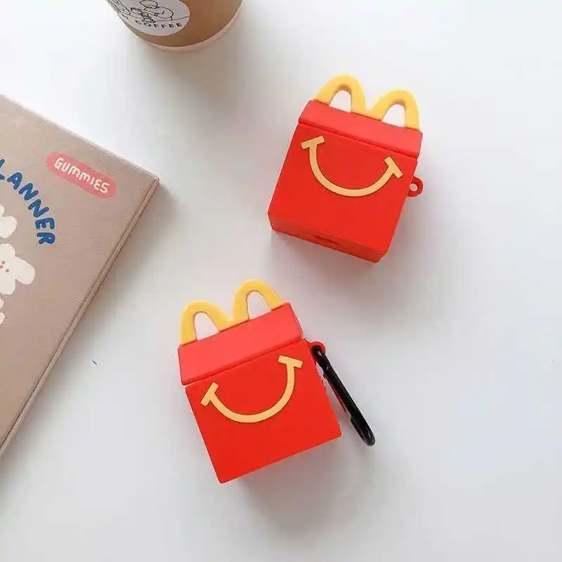 حافظة سماعة رأس من السيليكون بتصميم حقيبة ماكدونالدز، عالمية لأجهزة Apple AirPods الجيل الأول/2nd/3rd/4th، AirPods Pro وAirPod