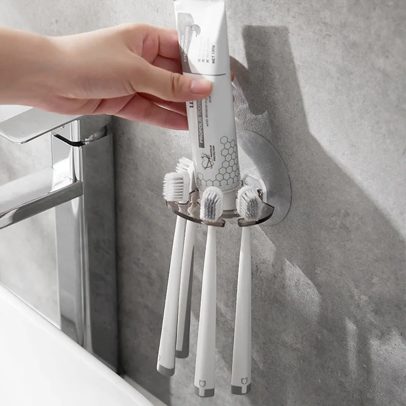 Self-adhesive Wall Mount Toothpaste Dispenser Toothbrush Holder Storage Squeezer Shaver Holder Bathroom Shelves