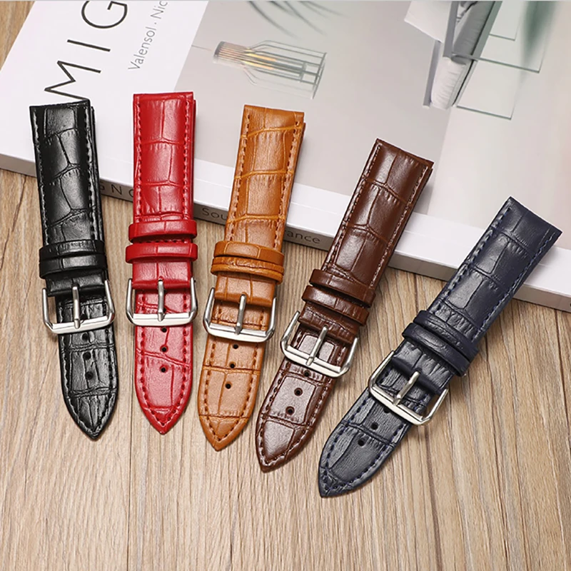 Watch Strap 12mm 14mm 16mm 18mm 19mm 20mm 21mm 22mm 24mm Bamboo Crocodile Pattern Design Men Business Watchband