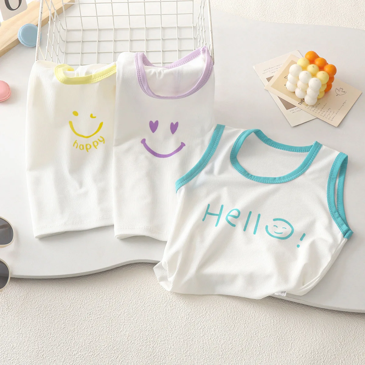 Fashion Children Sleeveless T-shirts for Girl Cute Animals Baby Boy Graphic Tee Cotton Vest Tops Kids Summer Clothes