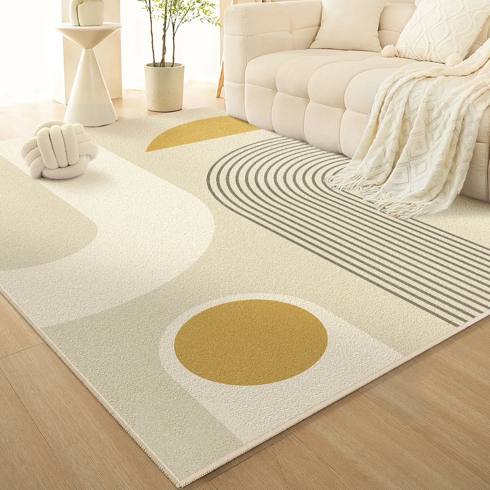 VIKAMA cream wind living room carpet machine washable non slip bedroom bed side carpet sofa tea table mat home decoration