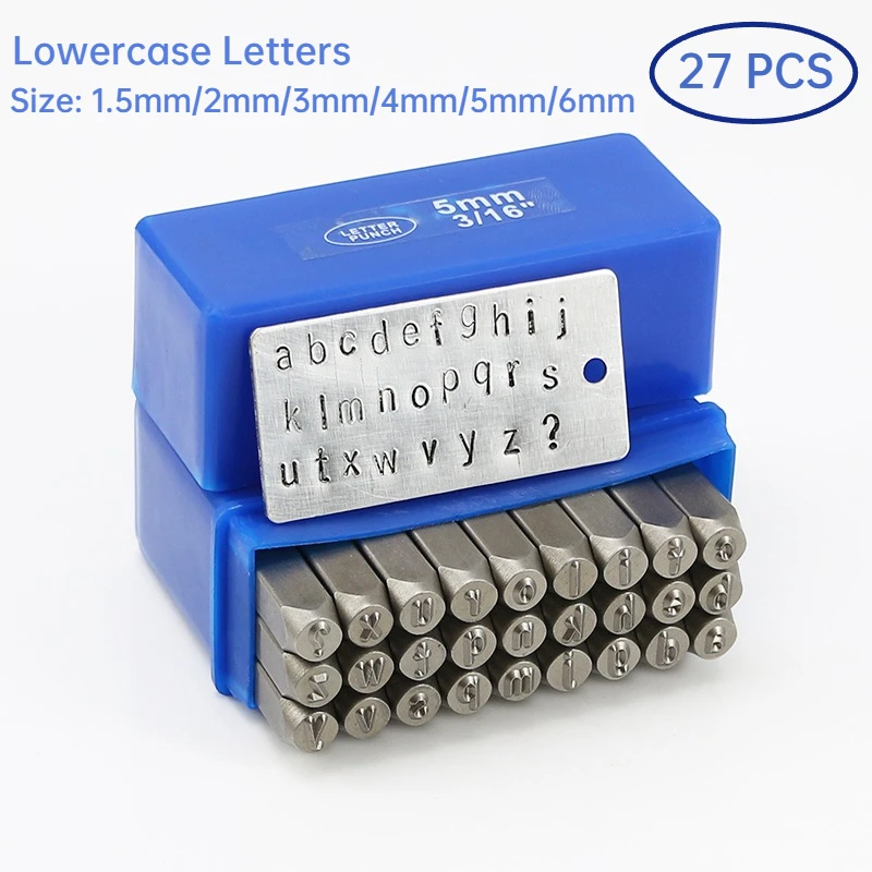 27 Pcs Metal Lowercase Letter Stamps 40Cr Hand Stamping Punch Kit with Case for Jewelry Making Craft Arts Ring Bracelet