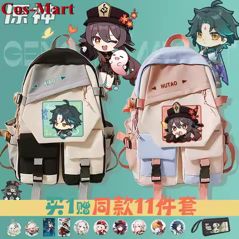 Cos-Mart Genshin Impact Xiao/Scaramouche/Hu Tao/Klee/Tartaglia/Kaedehara Kazuha Cosplay Peripheral Bag Travel Bag Schoolbag