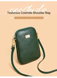 The new leather mobile phone bag female vertical section of the first layer of leather fashion mini crossbody bag put the phone