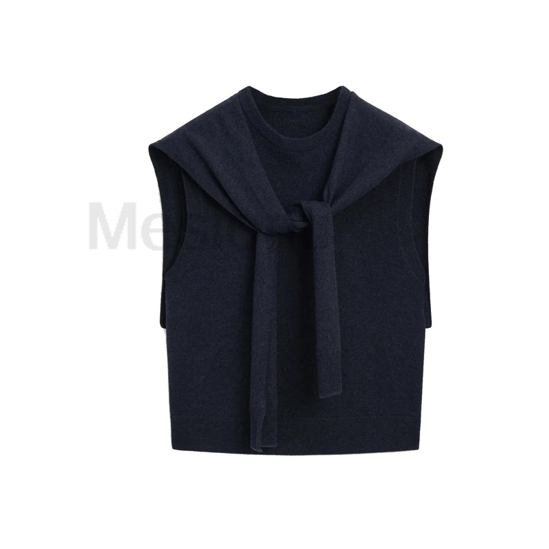 New 2024 Women\'s Wool Sweater Vest Autumn Commuter Fake Two-piece Knitted Shawl Sleeveless Vest Knitted Vest y2k tops sin mangas