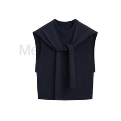 New 2024 Women's Wool Sweater Vest Autumn Commuter Fake Two-piece Knitted Shawl Sleeveless Vest Knitted Vest y2k tops sin mangas