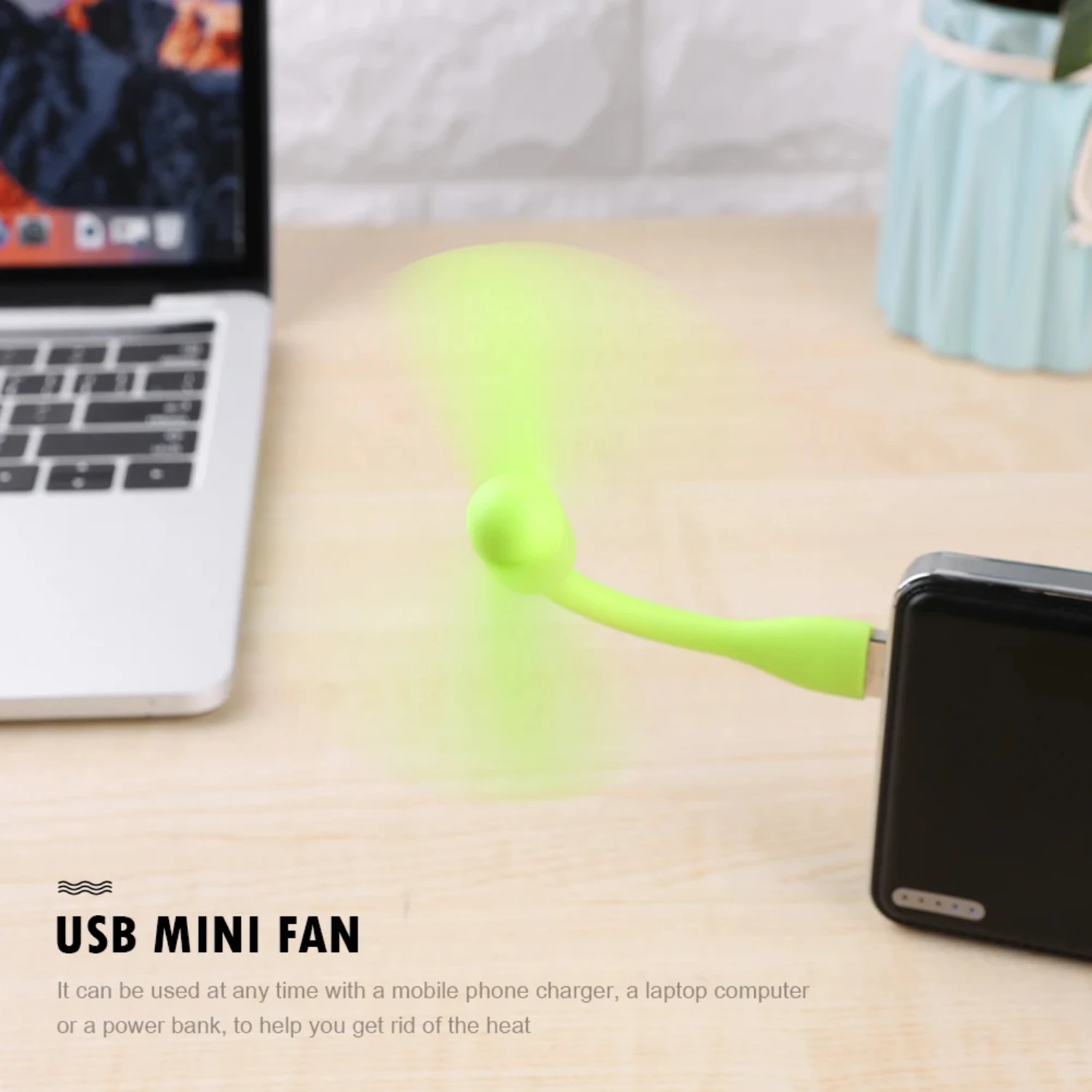 مروحة USB صغيرة، بنك طاقة مرن قابل للانحناء، كمبيوتر محمول، شاحن تيار متردد، أداة صيفية محمولة للكمبيوتر اليدوي