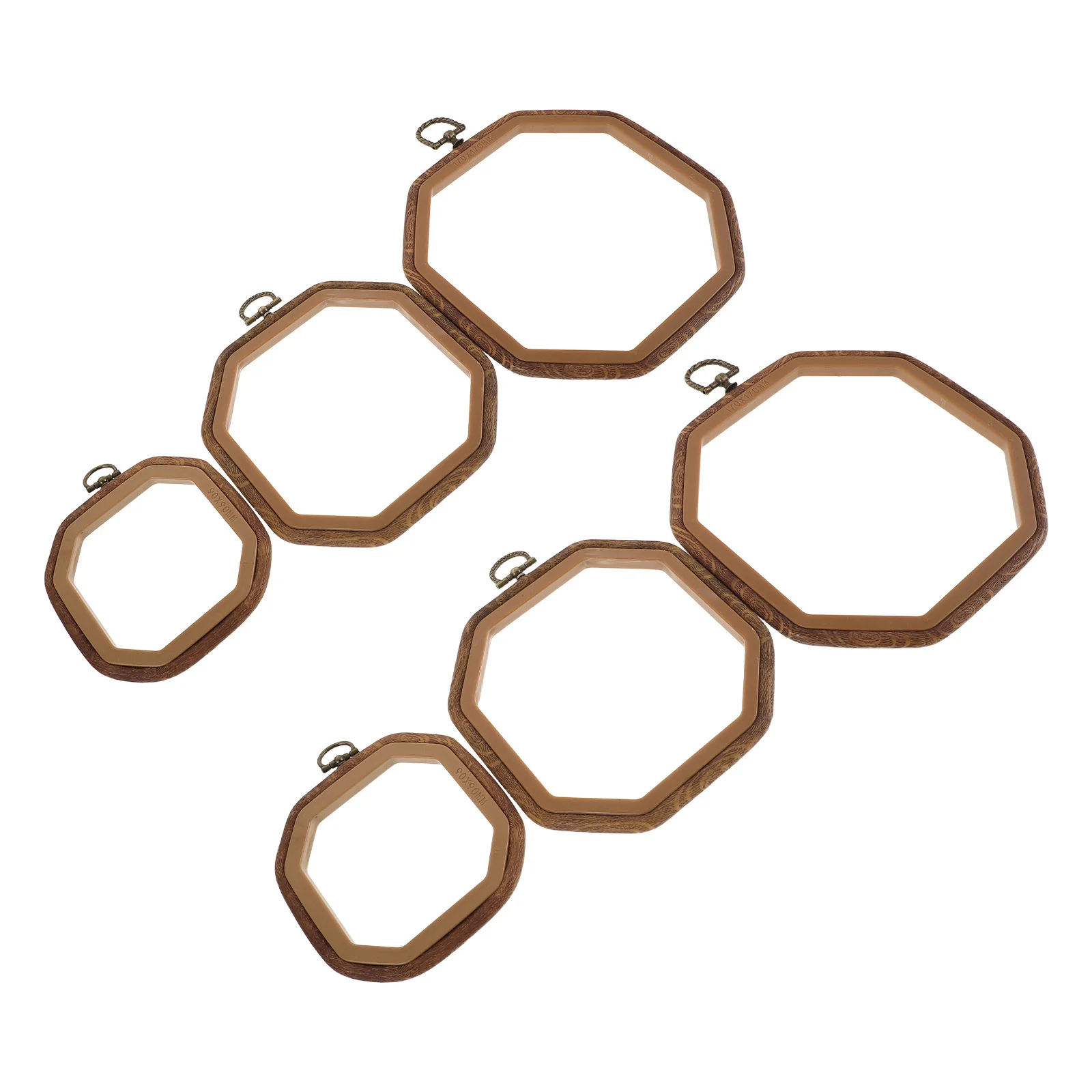 

6Pcs Decorative Imitated Wood Embroidery Hoop Set Octagonal Frame for Cross Stitch DIY Crafts Smooth Grip Crafting Accessory