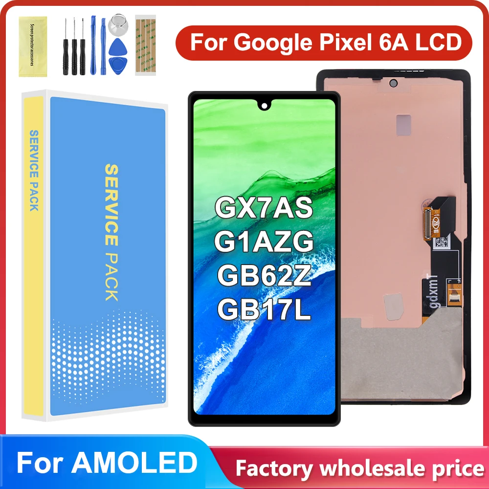 OLED For Google Pixel 6A LCD Display GX7AS, GB62Z, G1AZG, GB17L Touch Screen With bracket Digitizer Assembly Replacement