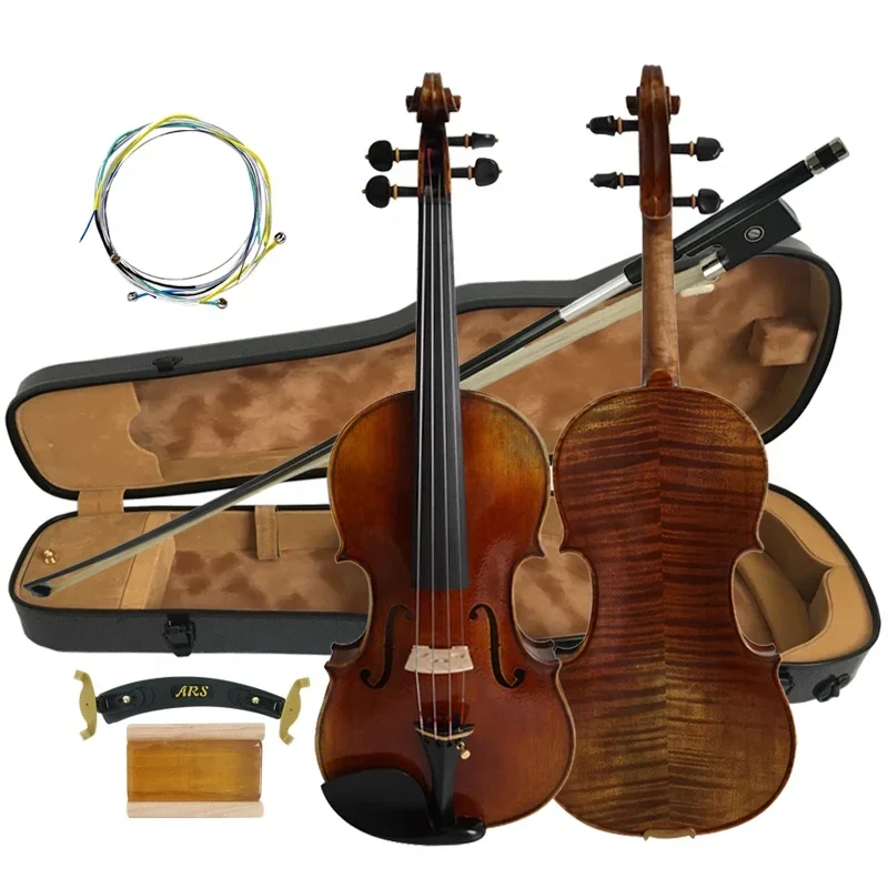 

Sinomusik Made High Grade Handed Oil Musical Instrument Manufacturer Flame Maple Violin Made In China