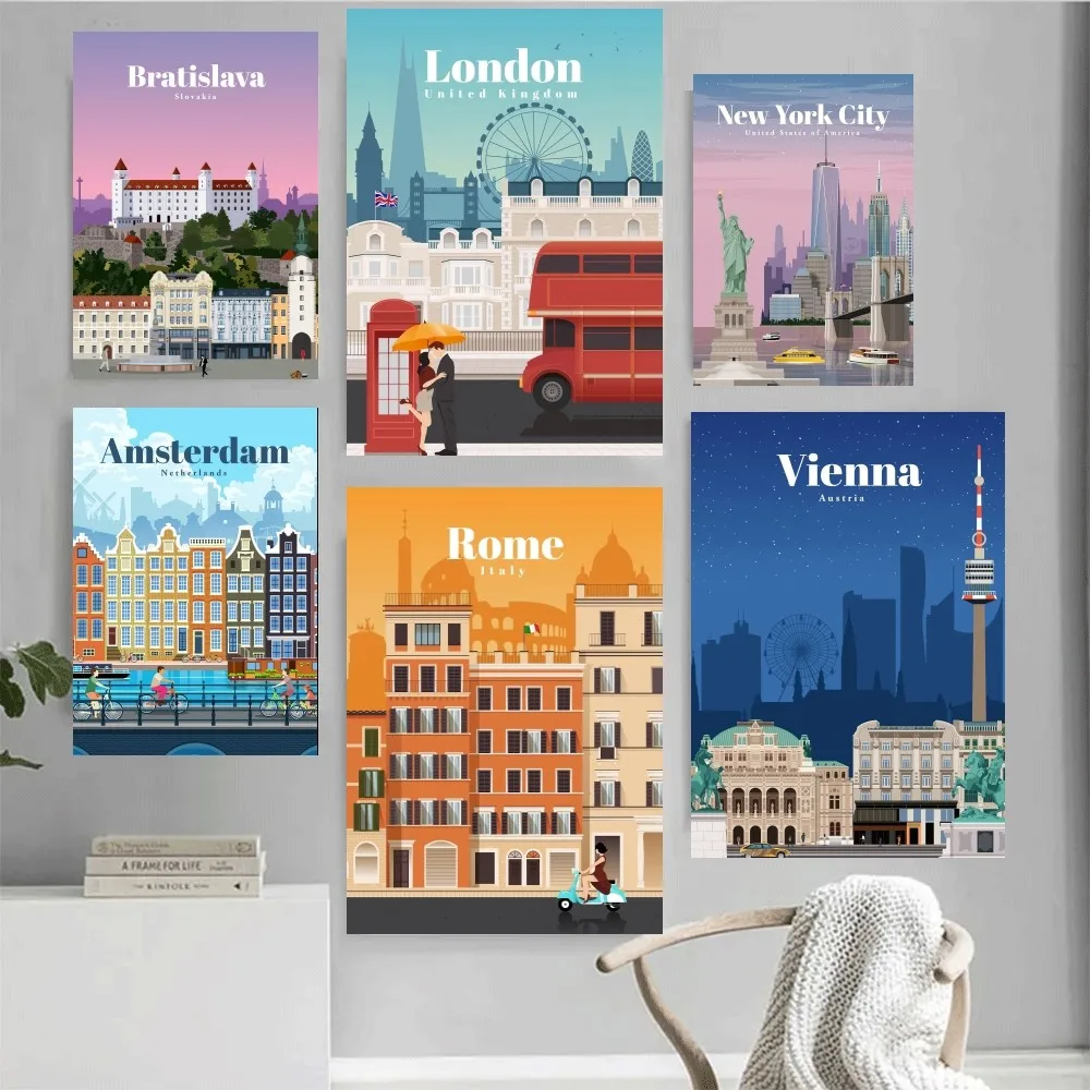 Travel City Map Poster Home Office Wall Bedroom Living Room Kitchen Decoration Painting