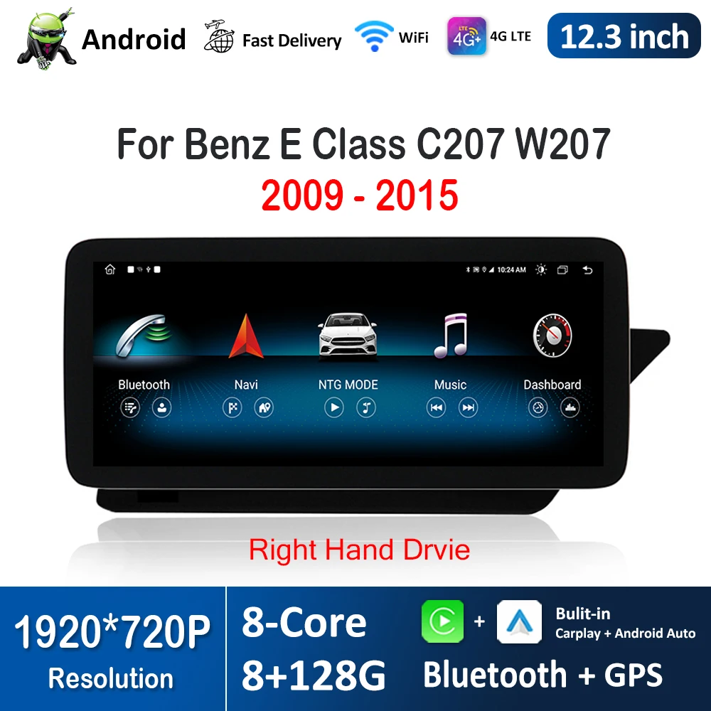 

12.3 inch Right Hand Drvie for Mercedes Benz E Class C207 W207 2009 - 2015 4G WiFi Android Car Radio Video Multimedia Player