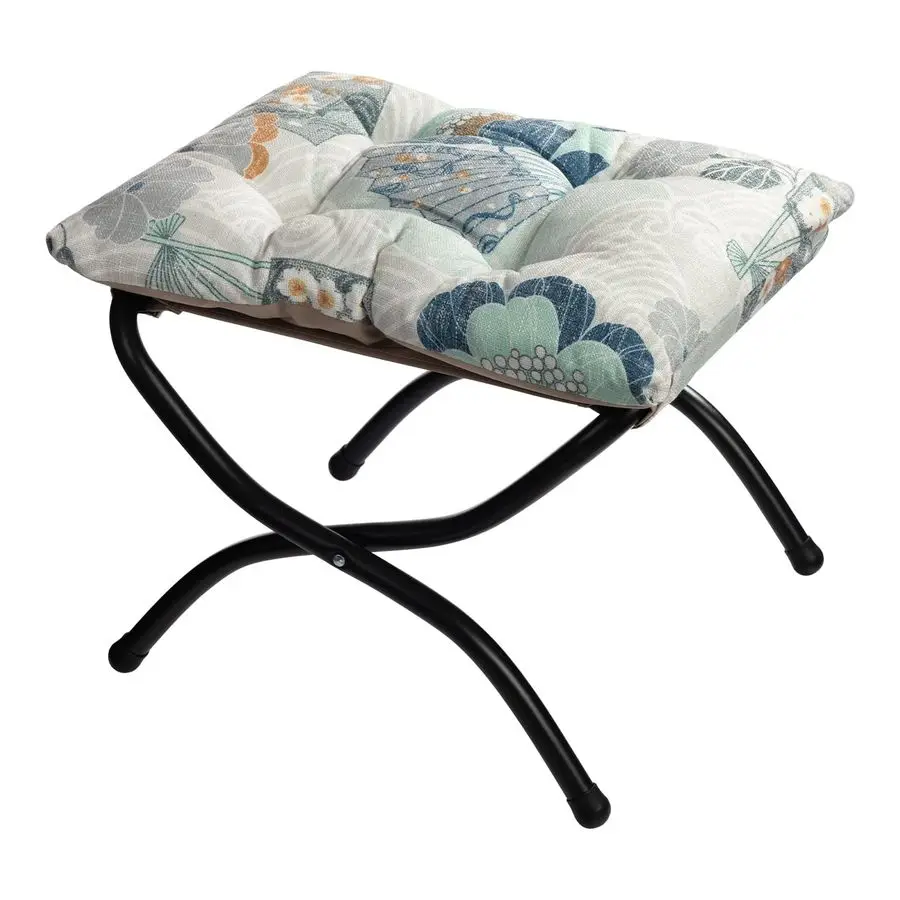 

15H Folding Footrest Stool, Upholstered Small Foldable Ottoman, Accent Padded Sofa Foot Stool for Lazy Chair, Metal Frame Portab