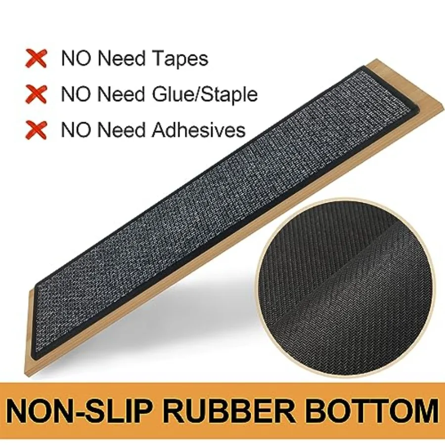 4 قطع سجادة معالجة الدرج للخطوات الخشبية مع دعم مطاطي غير قابل للانزلاق 100 سجاد أمان داخلي ناعم من البوليستر مع مقاومة للانزلاق #4