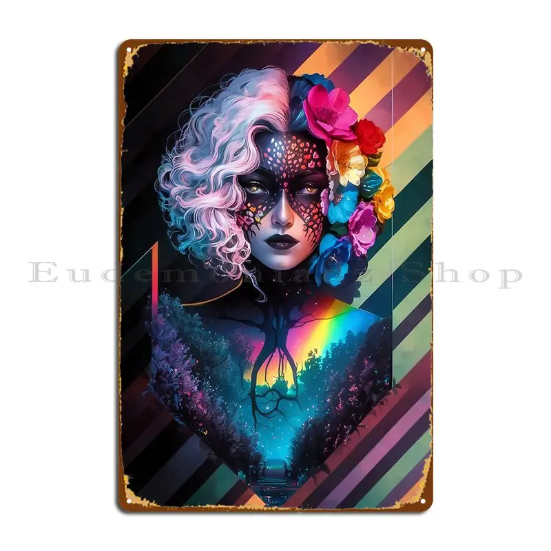 woman conceptual illustration Metal Plaque Poster Personalized Retro Bar Cave Character Cinema Tin Sign Poster