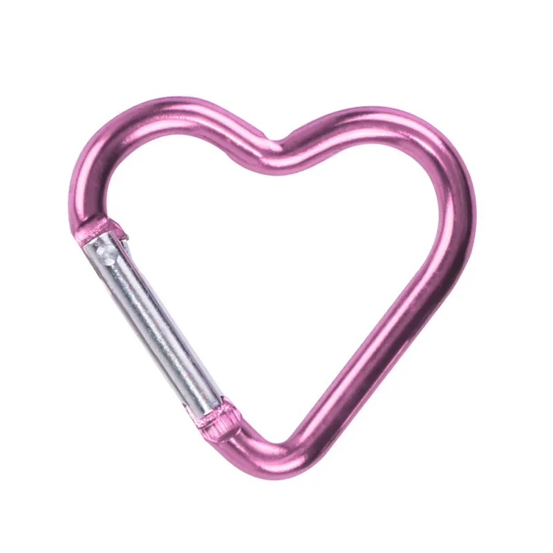 1 Pcs Heart-shaped Aluminum Carabiner Key Chain Clip Outdoor Keyring Hook Water Bottle Hanging Buckle Travel Kit Accessories