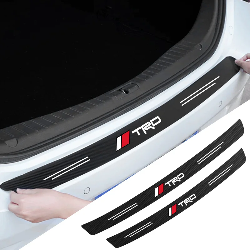 Carbon Fiber Car Trunk Rear Bumper Sticker Accessories For Toyota TRD Century Auris FCV Mirai Premio Yaris Camry Carola Crown