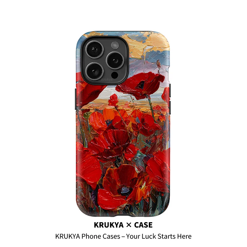 Krukya جراب هاتف آيفون 17 الهواء 16 15 14 برو ماكس 13 12 11 برو ماكس XS XR X SE2 الاكريليك للصدمات زهرة نمط غطاء