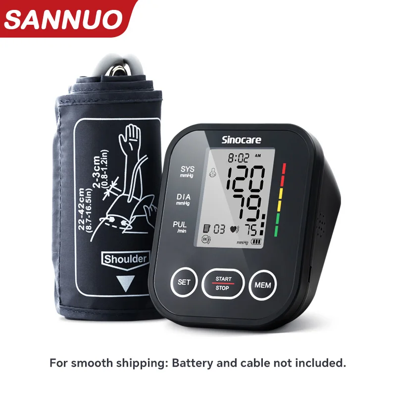 Sinocare Misuratore di pressione arteriosa Sfigmomanometro digitale Tensiometro automatico Tonometro Uso medico domestico Misuratore di impulsi della frequenza cardiaca
