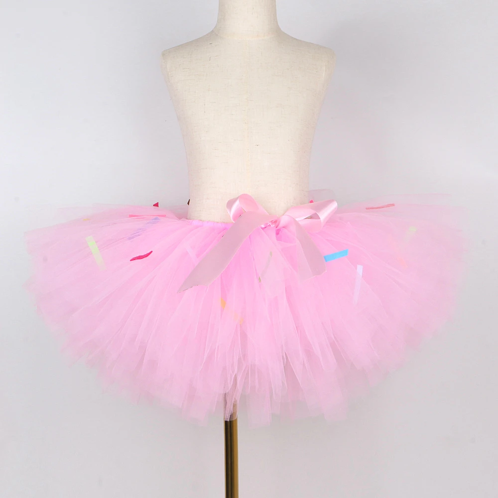 Pink Candy Donuts Tutu Skirt for Girls Baby First Birthday Party Tulle Costumes for Kids Toddler Cake Smash Photo Shoot Outfits