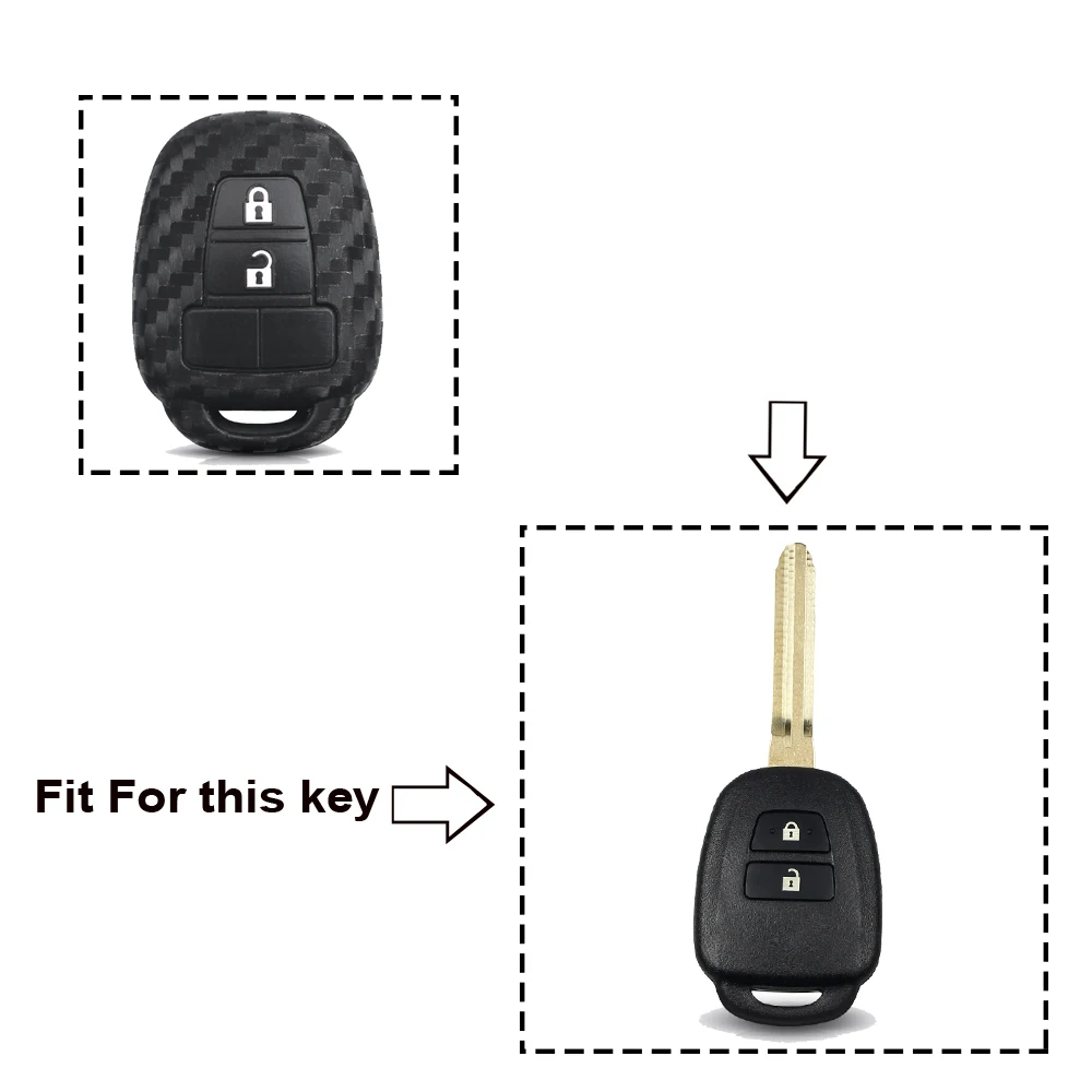 KEYYOU Fob 2 Buttons Carbon Fiber Key Case For Toyota CAMRY RAV4 Prius Corolla 2012 2013 2014 2015 Protective Cover