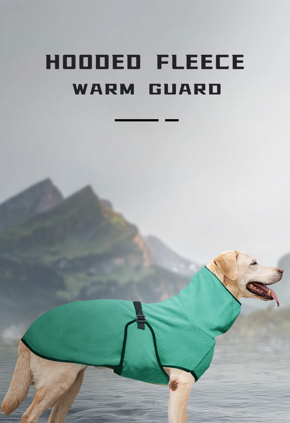 Warmer Hundemantel mit hohem Kragen und verstellbarem Riemen, weiche, thermische, winddichte Winter-Hundejacke, dehnbares, bequemes Haustier-Outfit für L – Detail 1