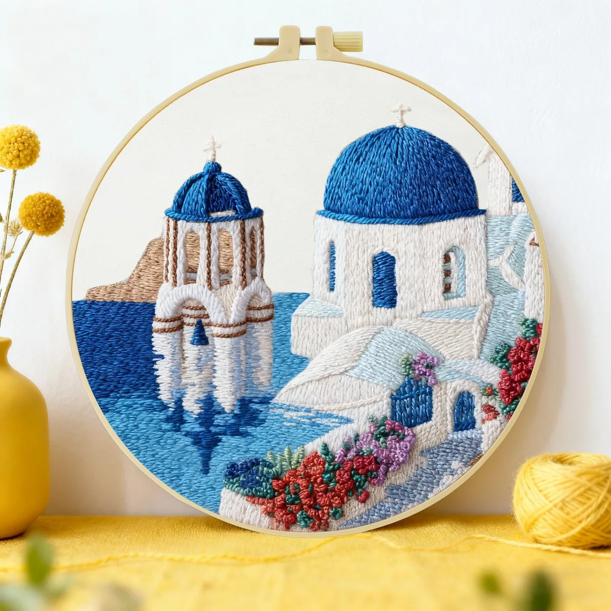 1 Stück 20X20CM/15X15CM 7,87/6,3 Zoll Blaues Schloss Stickerei Starter-Kit DIY-Kit DIY-Stickerei-Set Handarbeiten Malerei – Detail 1