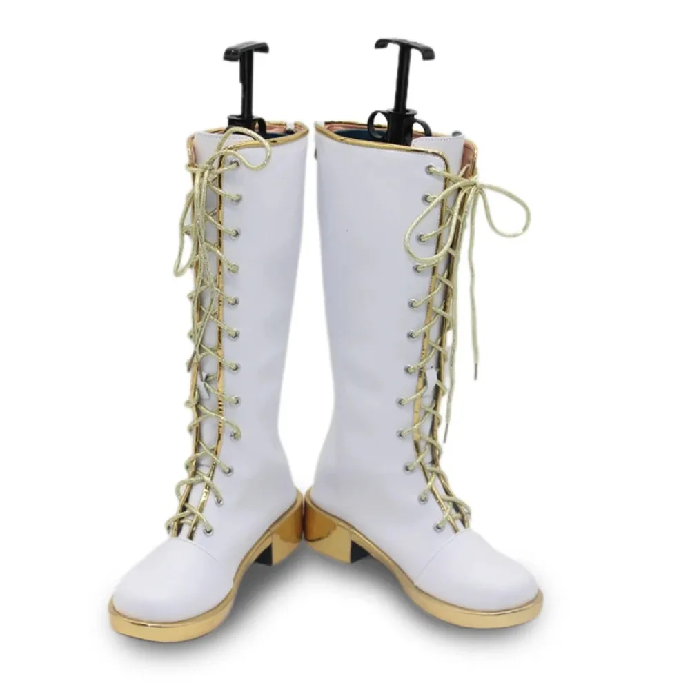 Anime KPOP Dämon Hunters Rumi Film Cosplay Schuhe Stiefel Huntrix Weiß Lange Stiefel für Frauen Männer Halloween Karneval Party Prop