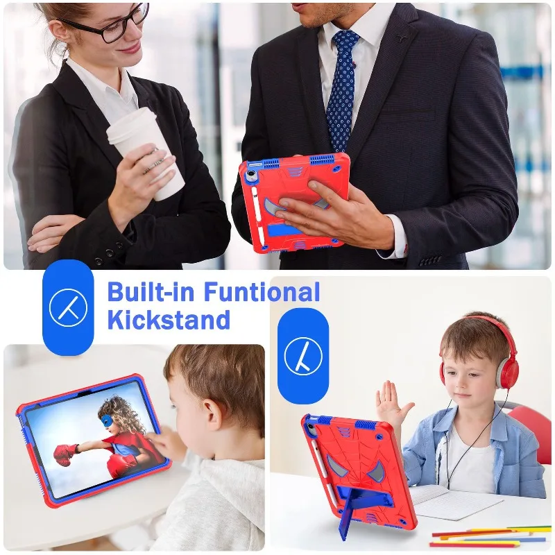 حافظة لجهاز iPad(A16)11th 10th 10.9 Air 5 4 3 10.5 Pro 11 2018 غطاء أطفال iPad 10.2 7th 8th 9th حافظة مضادة للصدمات + حزام كتف