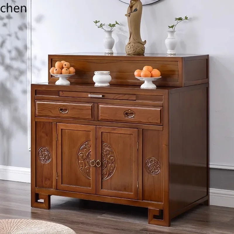 FG-1   Solid Wood  Table Home Use Buddhist Shrine Three-Layer Altar Guanyin God of Wealth Guan Gong God Table Standing Cabinet