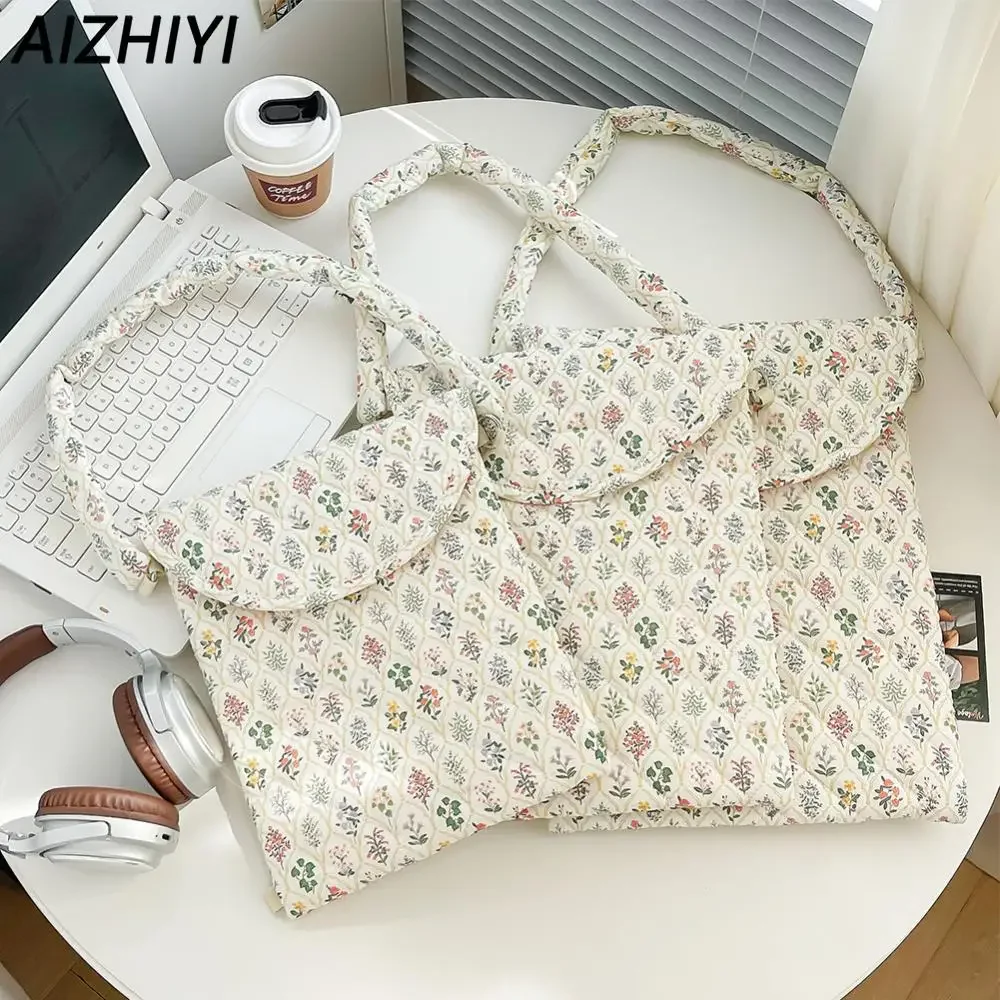 Quilted Laptop Sleeve Case Bags for IPad 11 13 15inch Laptop Protective Bag for Women Girls Floral Laptop Bag Tablet Sleeve Case