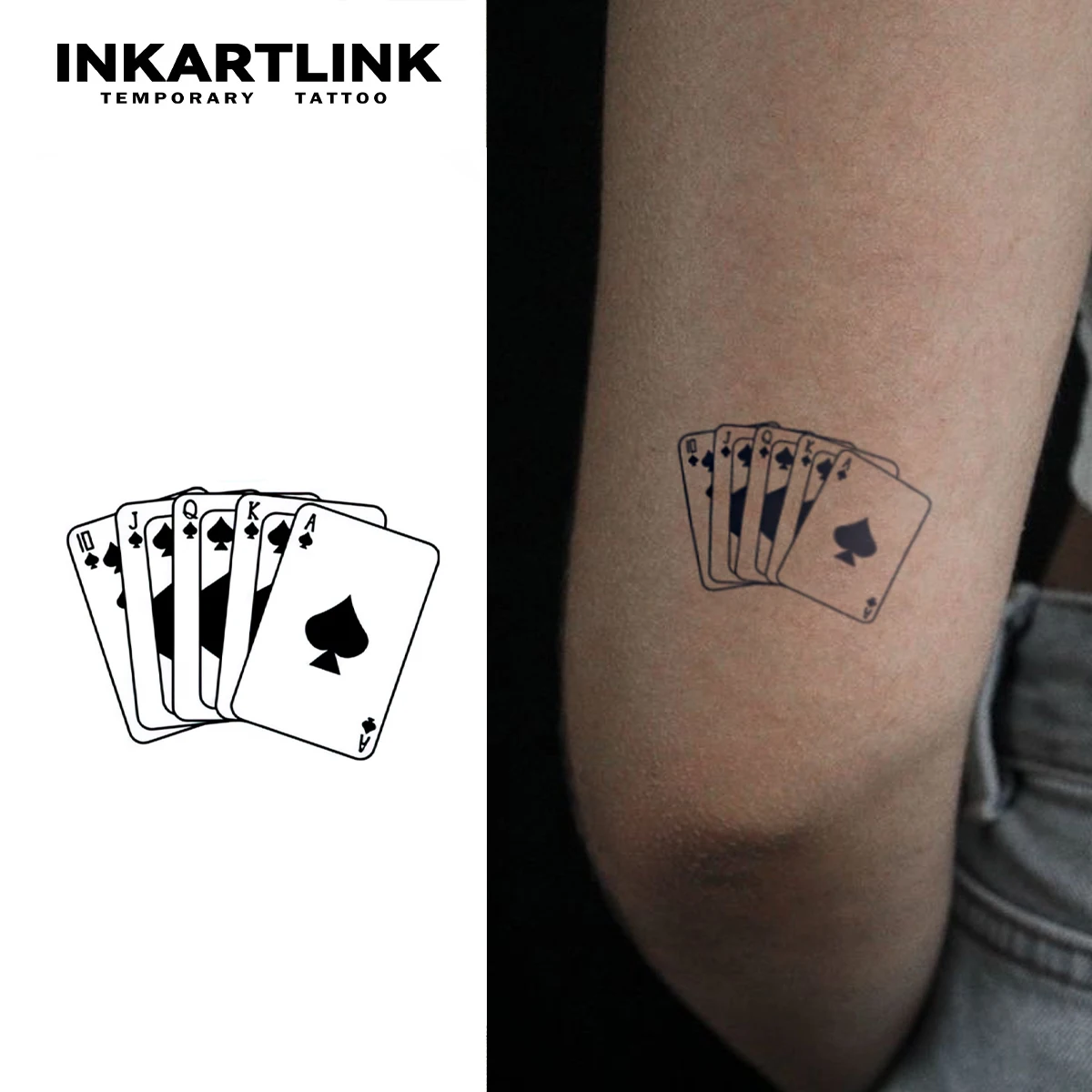 

3 pcs Poker Temporary Tattoo,Lasts To 15 Days New Technology Magic Waterproof Semi Permanent Sticker.