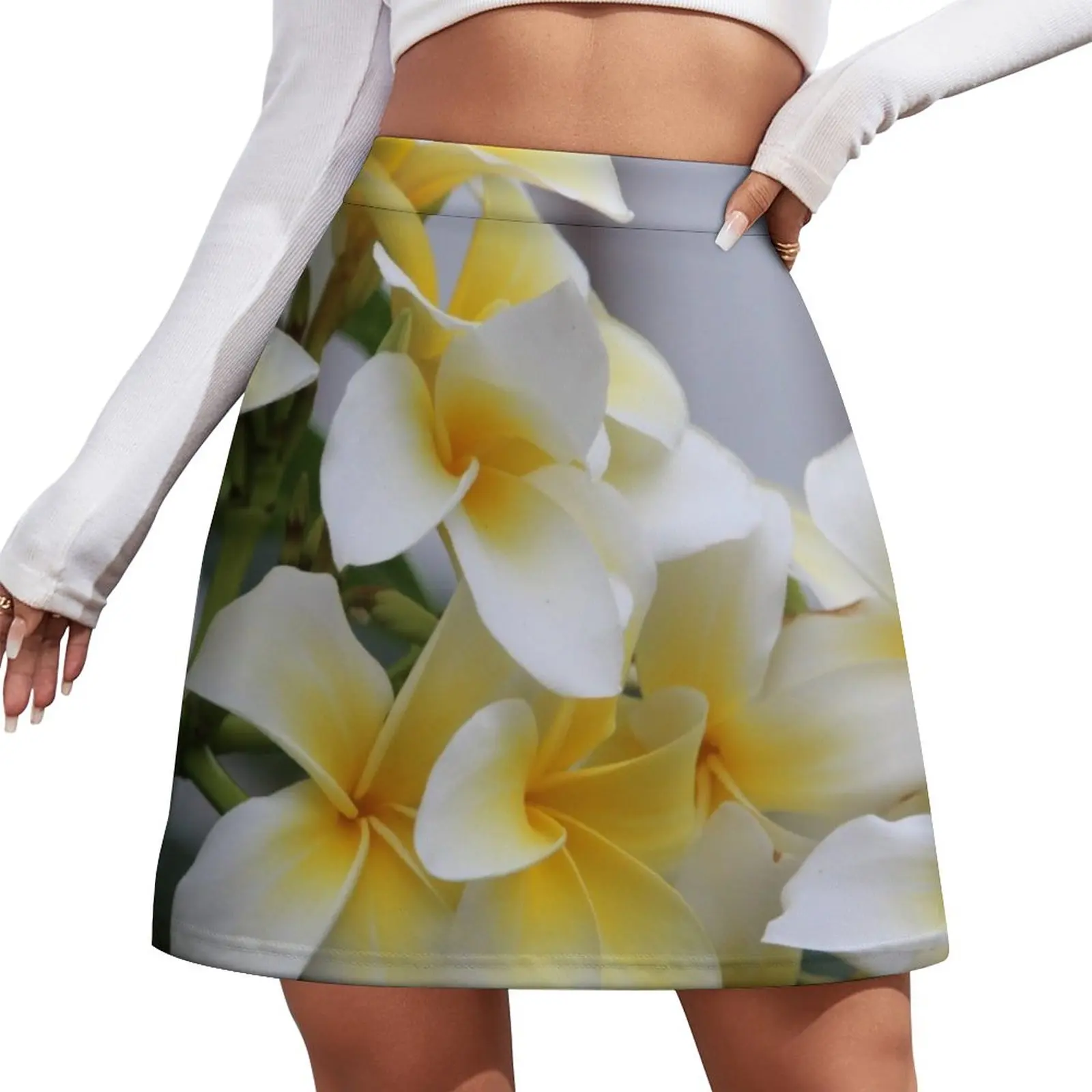 

Beautiful Tropical Flowers Plumeria Mini Skirt korean style clothes skirt for woman dresses for prom