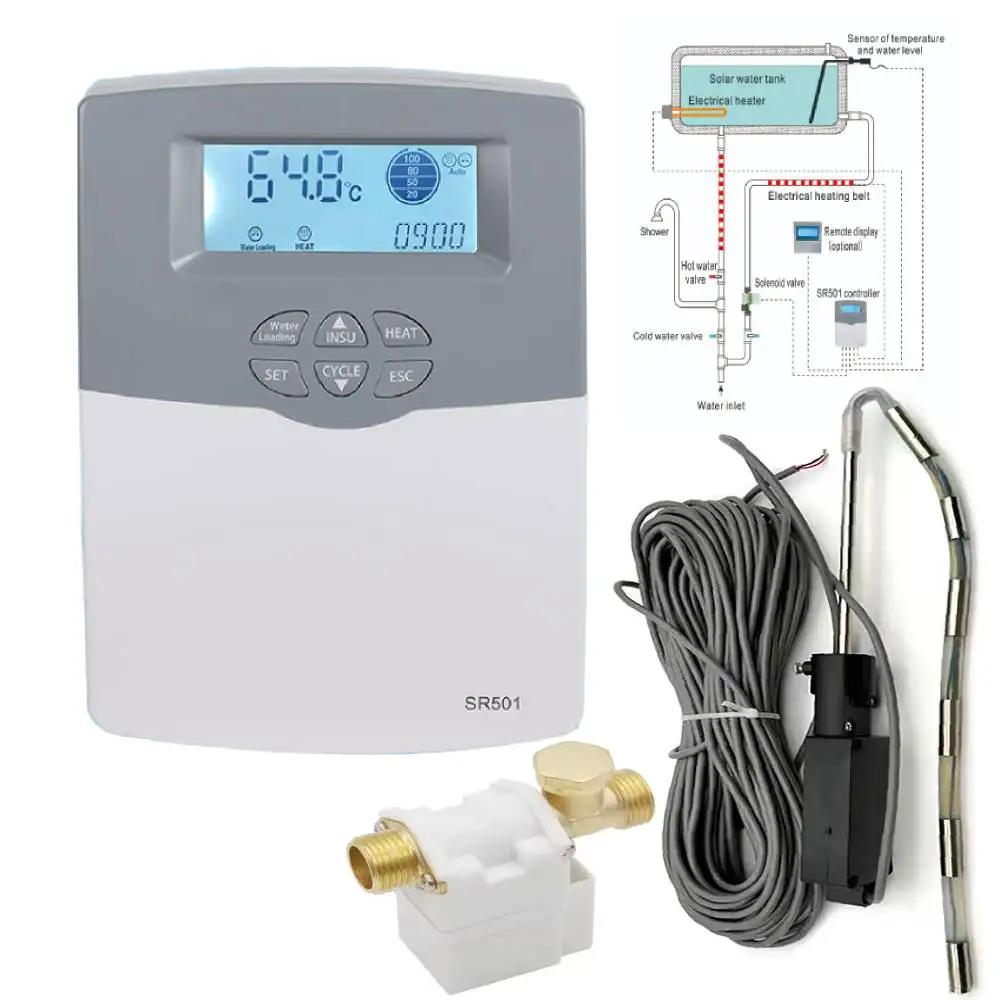 SR501 Solar Water Heater Controller Suitable for Integrated Non Pressurized System Temperature Display Water Level Sensor