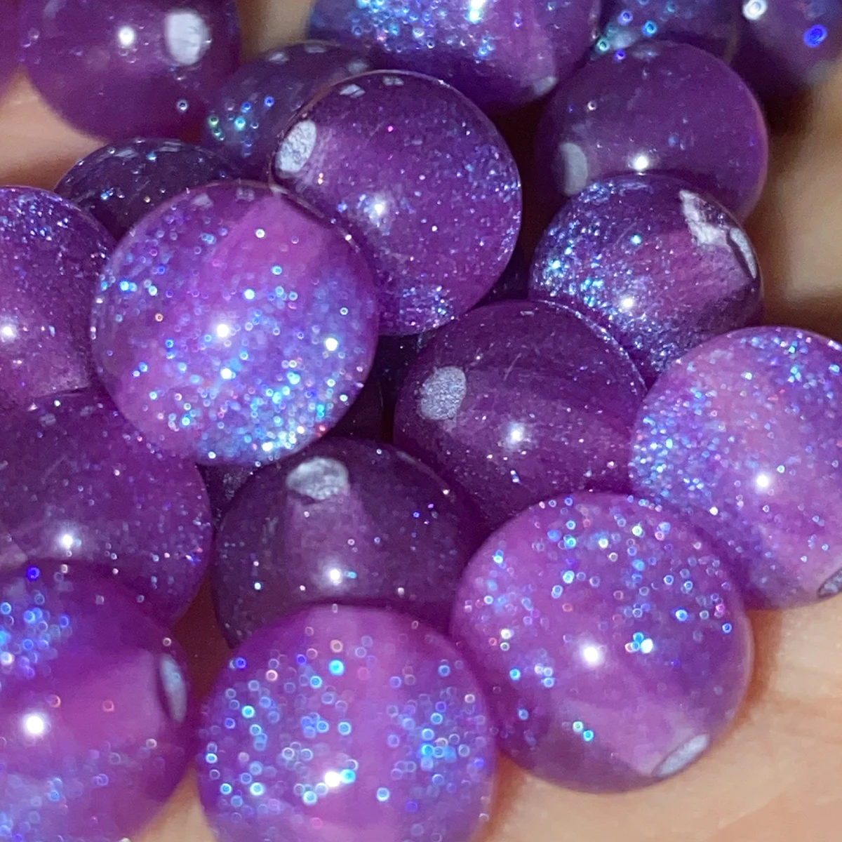 50pcs 8/10/12mm Purple Resin Starry Sky Circular Spacer Beads DIY Bracelet Necklace Handmade Accessories