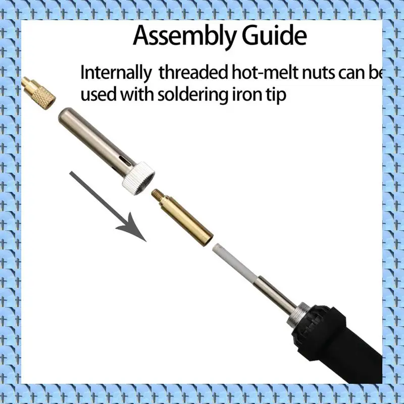 NOCM Heat Insert Nut Iron Tip T12 Soldering Iron Tip Insert Internal Thread Tip M2-M8 Brass Hot Nut Insertion Kit