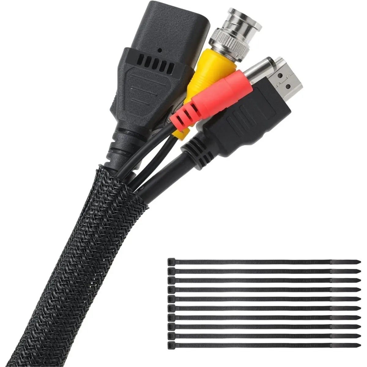 30ft - 1/2 Inch Cord Protector Cable Sleeve, Split Braided Wire Tubing for TV Computer USB Cable Power Cord