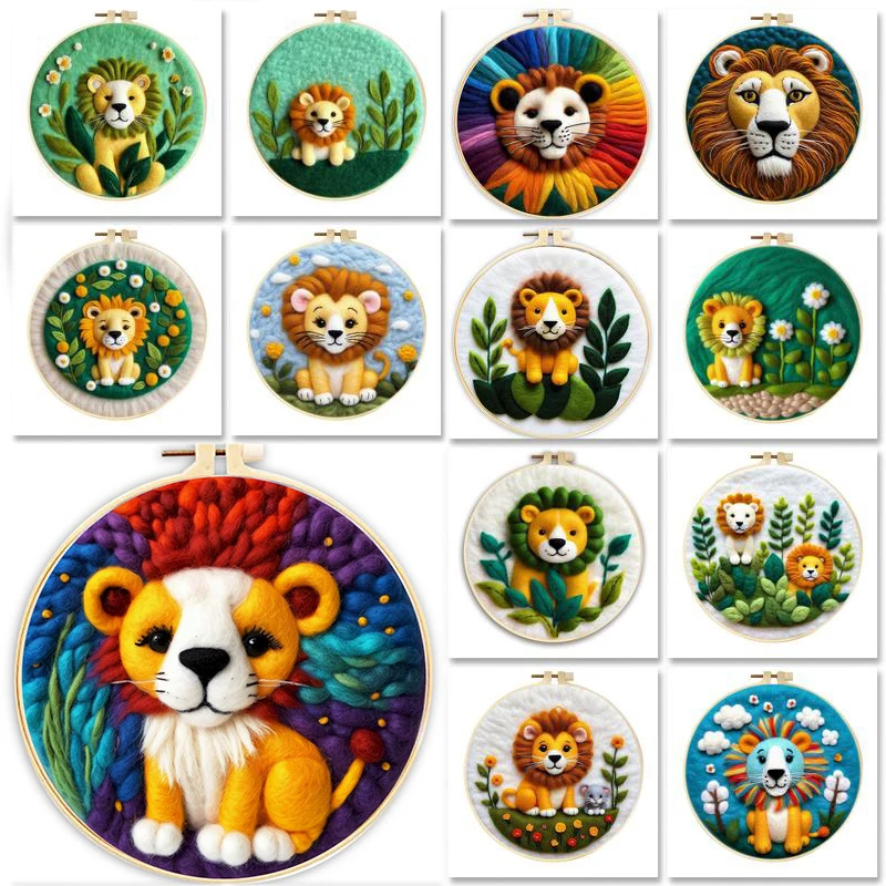 

Animals Pattern Wool Felting Needles Set For Wool Paintings Craftwork DIY Felt Craft With Frame Felting Kit Home Decoration New