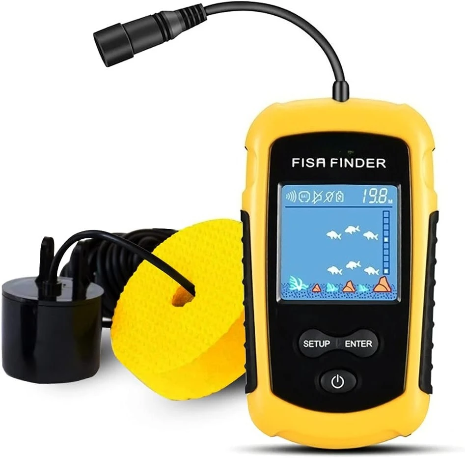 Kayak Portable Fish Depth Finder Water Handheld Fish Sonar Castable Kayak Boat Fishfinder Transducer Fishing LCD Display FFC1108