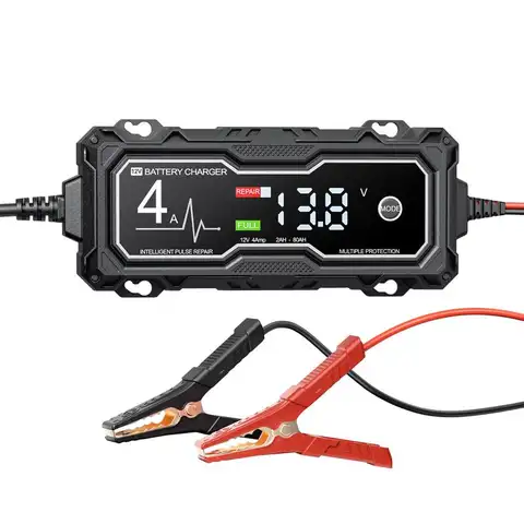 Portable Smart Car Battery Charger 12V 4A Motorcycle Truck Car Battery Fully Auto Repair Maintainer With LED Display