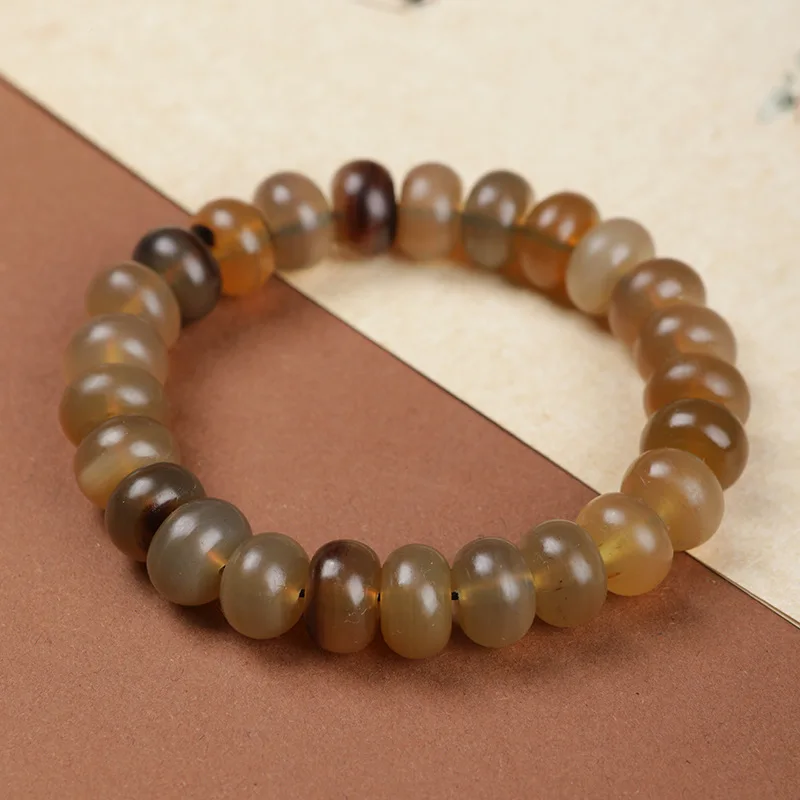 Tibetan-style horn abacus bead single-loop bracelet, Panwanshan armor gold armor bracelet, Buddhist prayer beads, cultural and d
