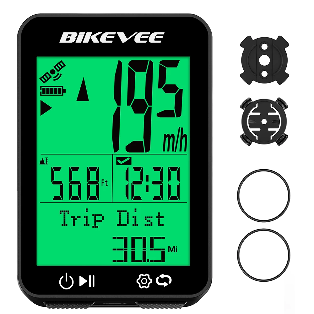 BIKEVEE 8 Sprachen Mehrsprachiger Kabelloser Fahrrad-Tachometer GPS-Radcomputer mit Automatischer Hintergrundbeleuchtung und Ständer Wasserdichter Outdoor-Fahrrad-Kilometerzähler Stoppuhr Messung Positionierung MTB Rennrad-Tracker Fahrradzubehör