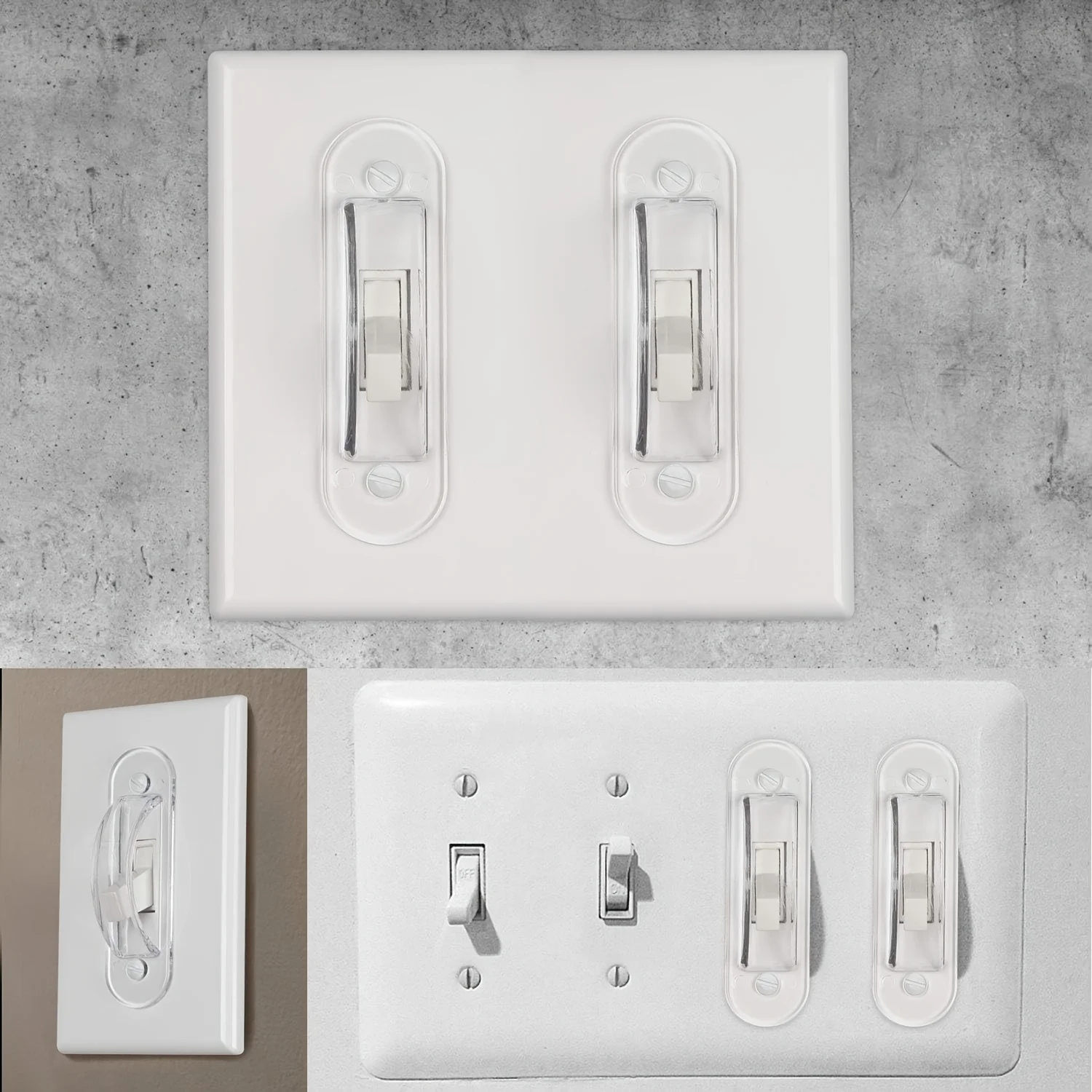 4pcs Light Switch Cover Shield, Transparent, Easy to Snap On, Durable Plastic Material, No Battery or Power Required