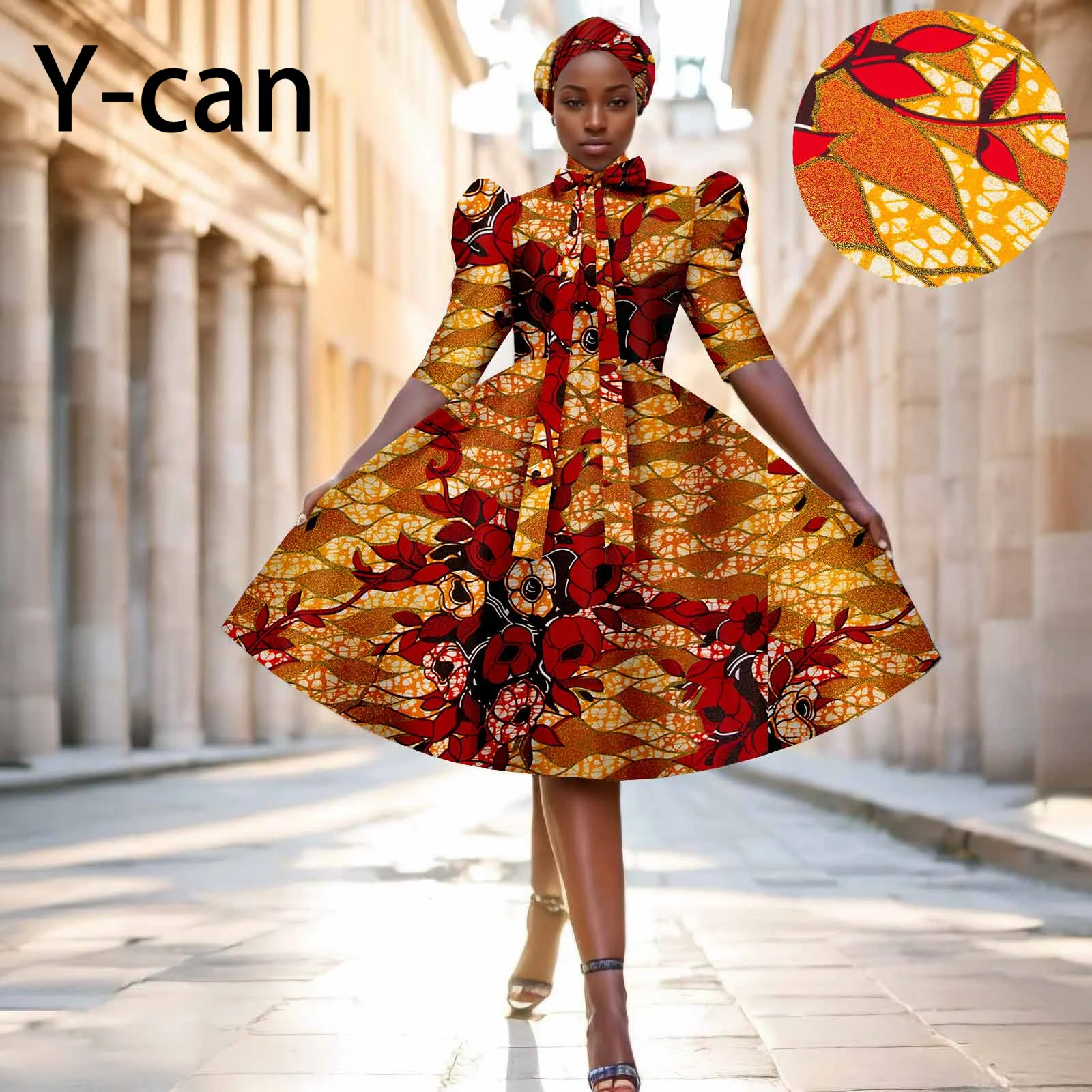 African Dresses for Women A-line Knee-length Print Skirt Match Headscarf Ankara Outfits Girl Skirt African Dress 2425154