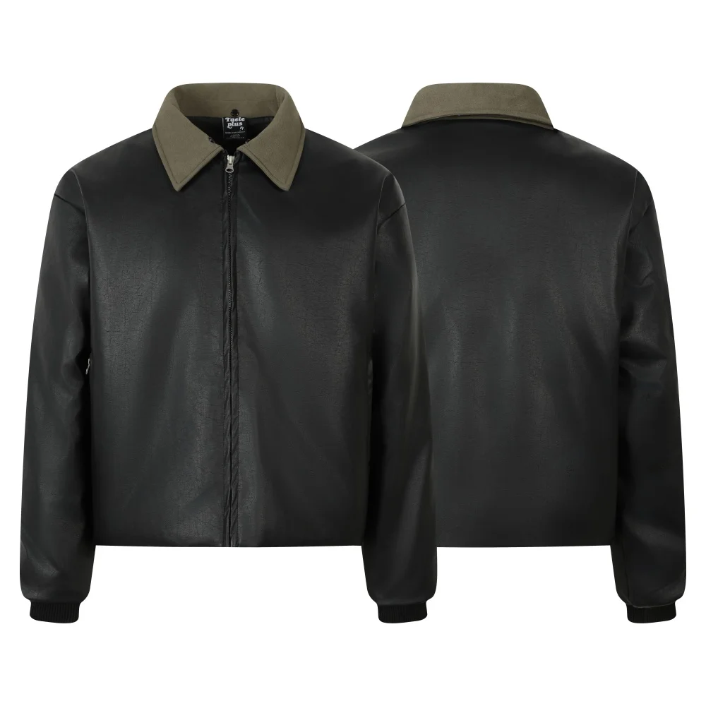 Jaqueta de couro feminina com gola de pele destacável preto moda feminina casaco de pele sintética estofamento de alta qualidade roupas de inverno mulher