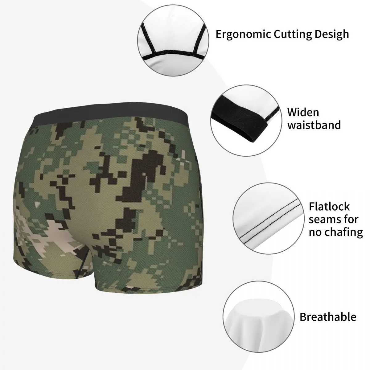 Camouflage Army Men\'s Panties Navy NWU Face Green Digital Camo NWU Face Men Boxer Underwear Cotton for Male Large Size Lot Soft