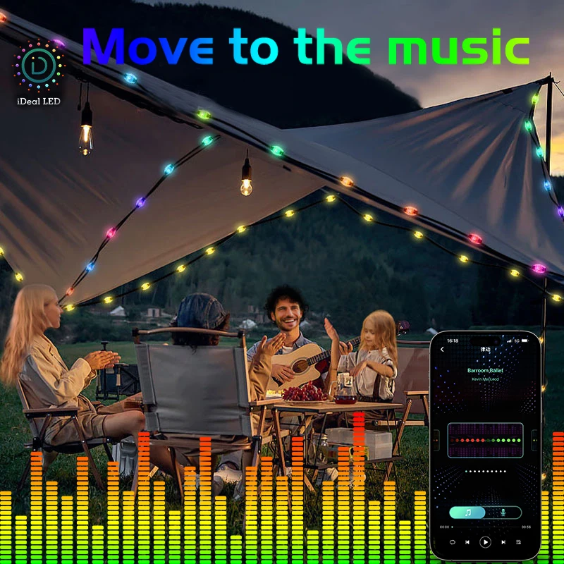 Zonne-Energie Lichtslingers Opbergdoos Rgb Ic Kleur Licht String Multifunctionele Outdoor Camping Noodverlichting Bruiloft Tuin Decor