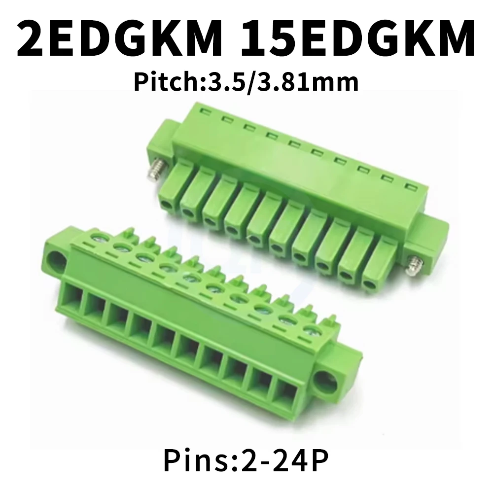 (10 pcs) KF 2EDGKM -3.5mm -3.81mm With Flange PCB Solder Board Terminal Block Soldering 15EDGKM 3.5/3.81 With Lugs EDGRM 2P~24P