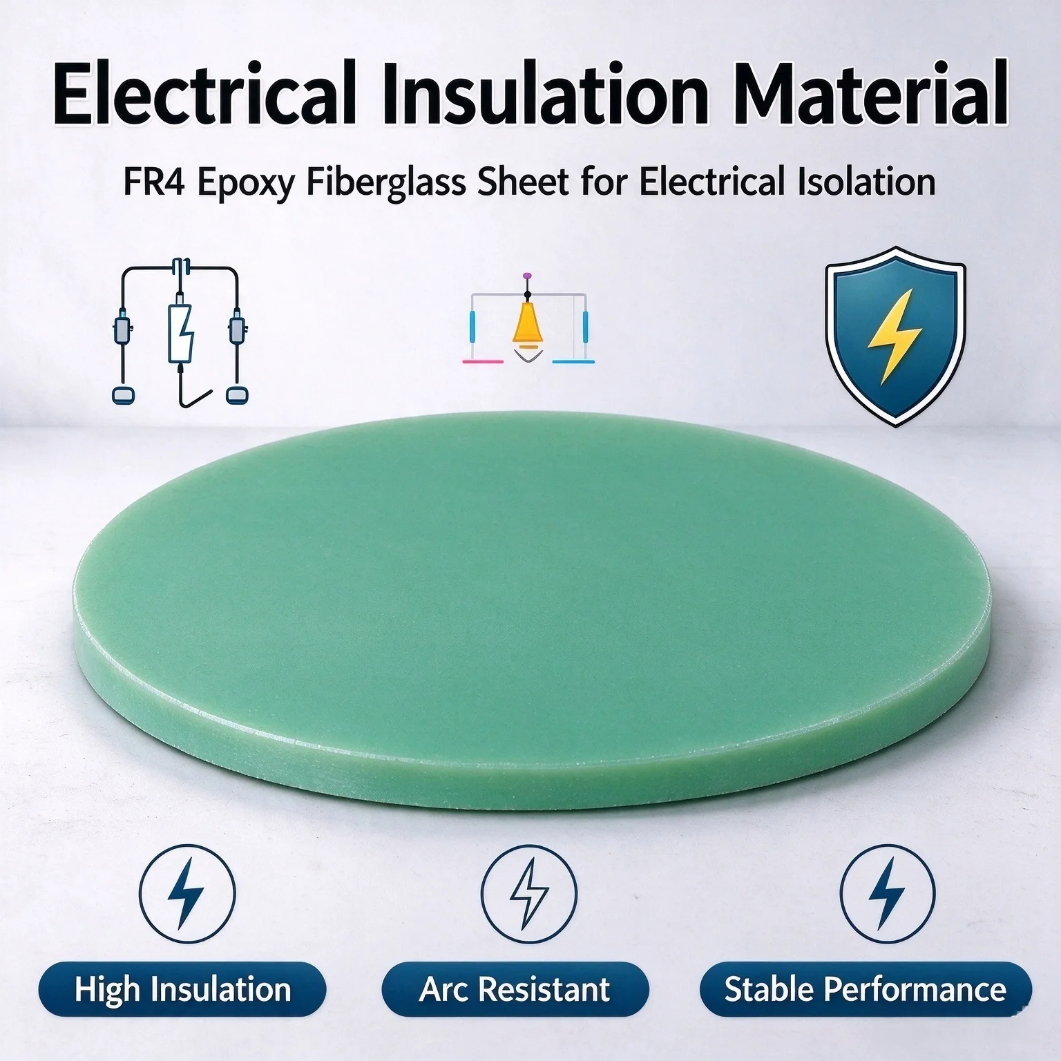 FR4 Water Green Epoxy Fiberglass Round Plate Dia 20-70mm High Temp Insulation Disc Washer Ring Custom CNC Cutting